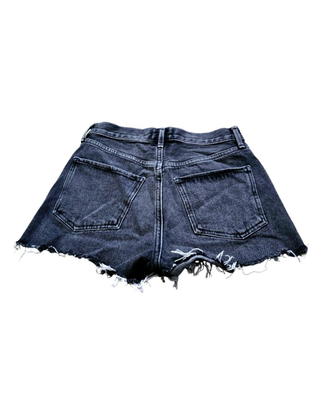 Agolde Premium High-Rise Distressed Denim Shorts Size 26 Gray Frayed Hem - Picture 3 of 11